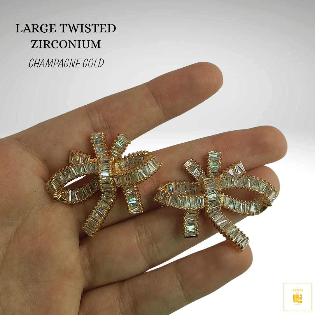 Large Twisted Zirconium Earrings
