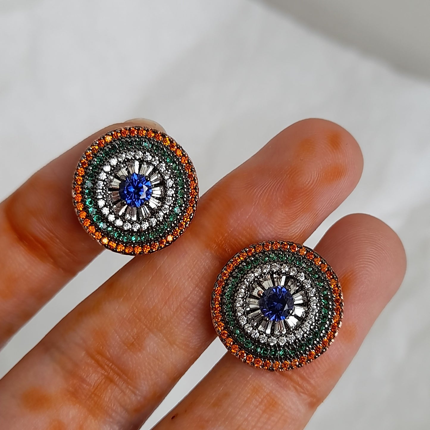 Multicolor Wheel Zircon Earrings