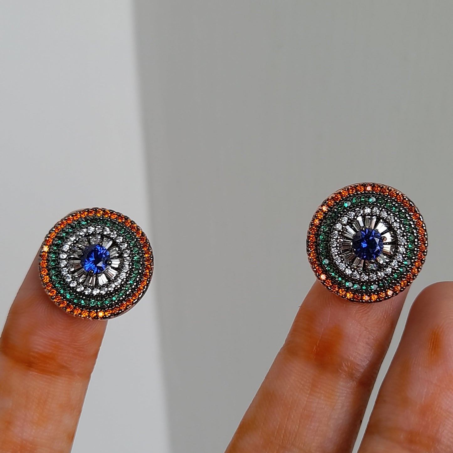Multicolor Wheel Zircon Earrings