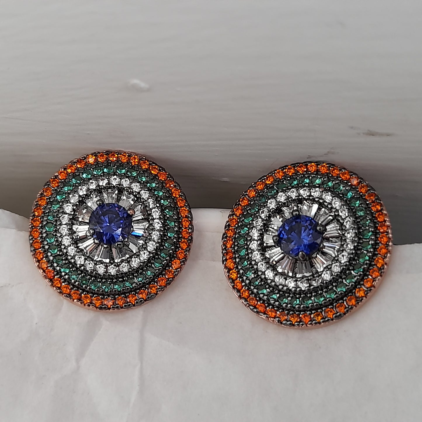 Multicolor Wheel Zircon Earrings