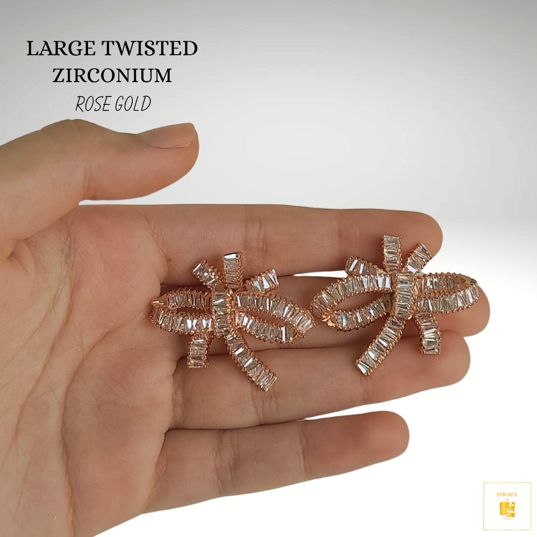 Large Twisted Zirconium Earrings