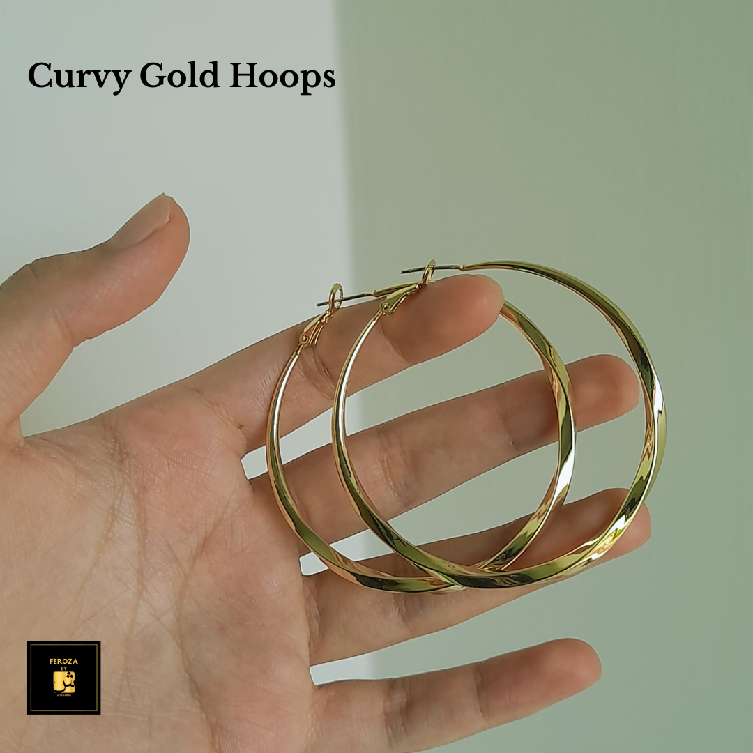 Curvy Gold Hoops