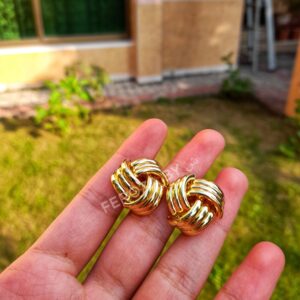 Twisted Gold Ball Earrings