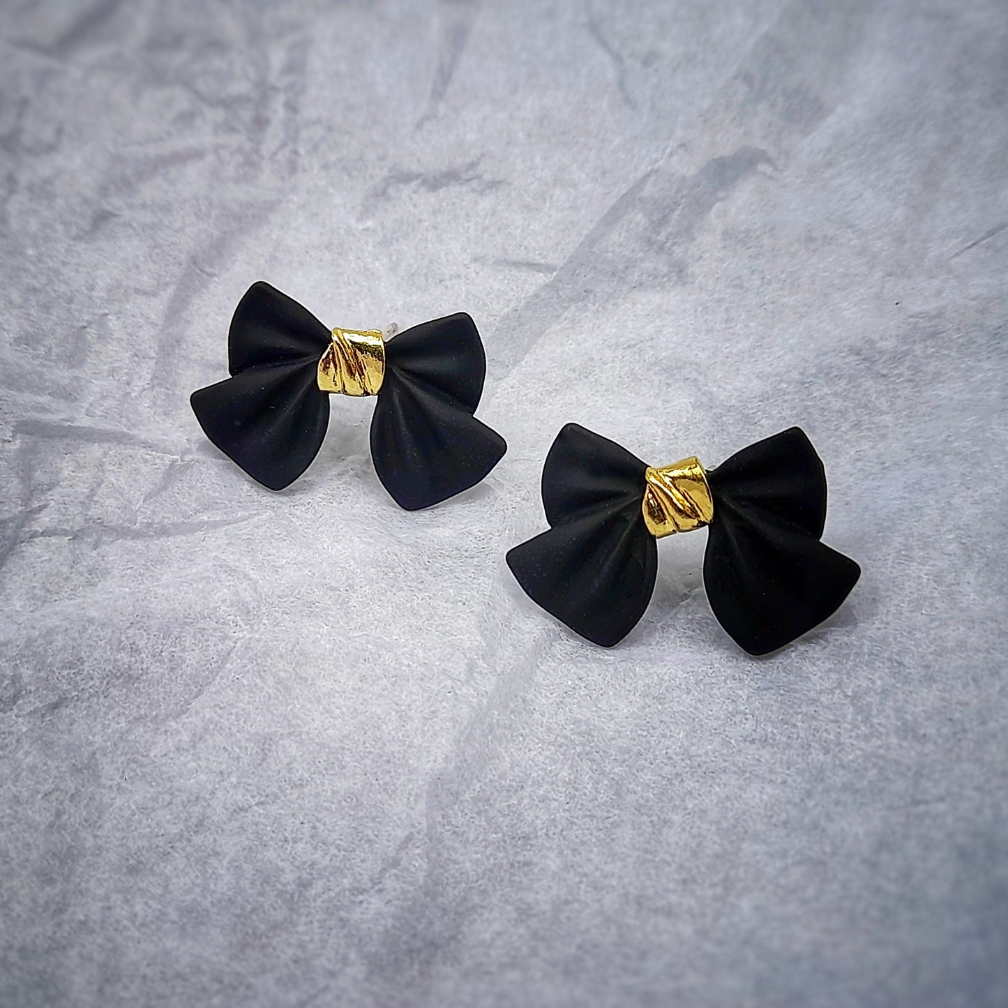 Black Bow Studs Earrings