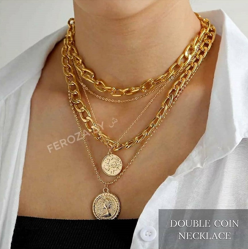 Double Coin Gold Necklace