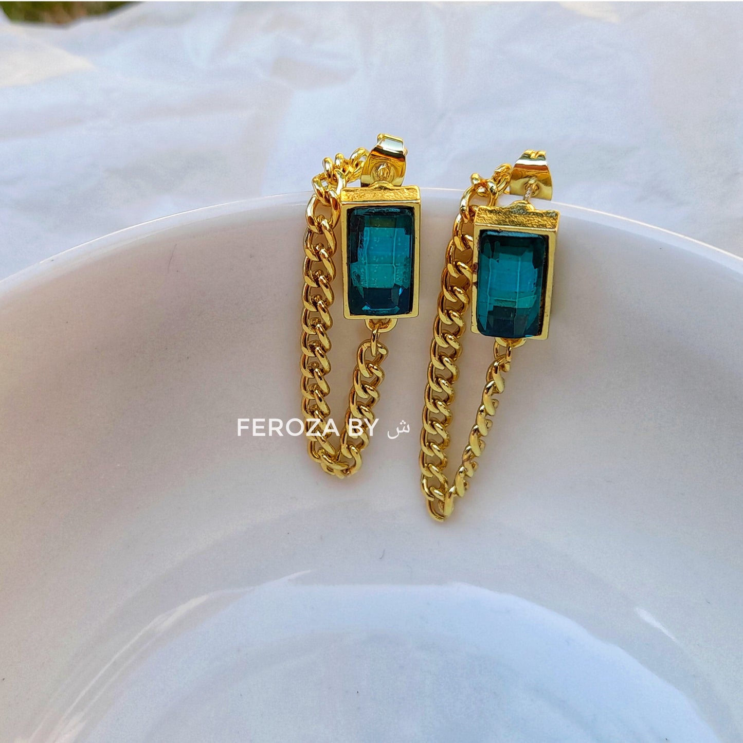 Emerald Chain Jacket Earrings