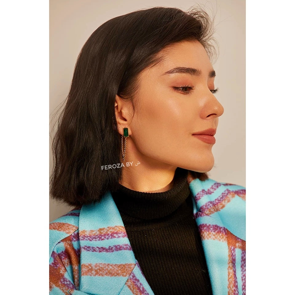 Emerald Chain Jacket Earrings