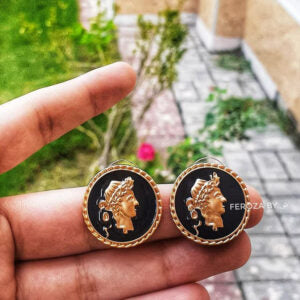 Greek Circle Earrings (Black and White)