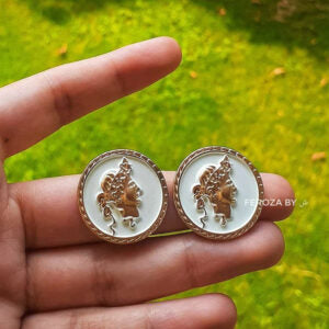 Greek Circle Earrings (Black and White)