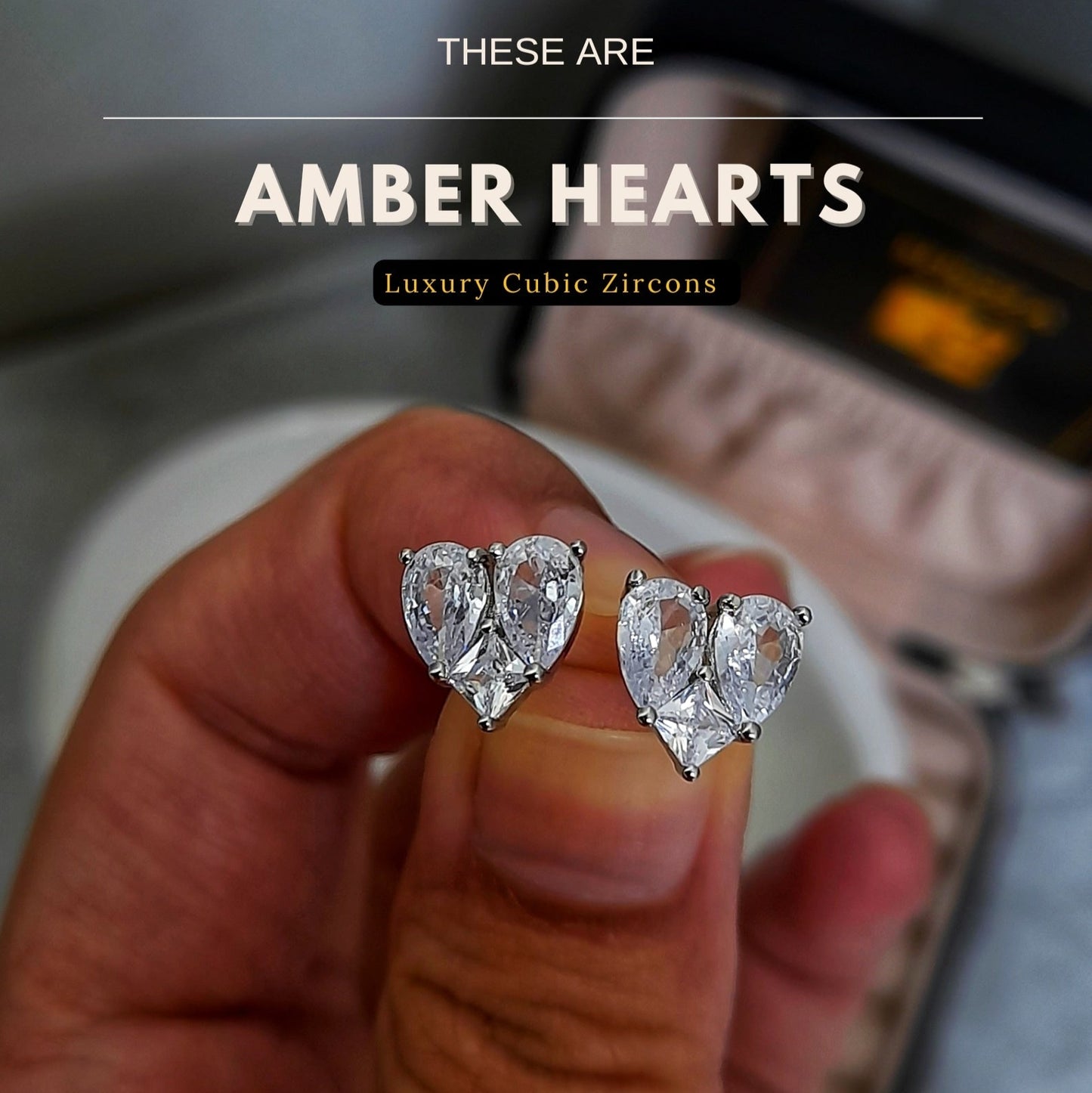 Amber Hearts Earrings
