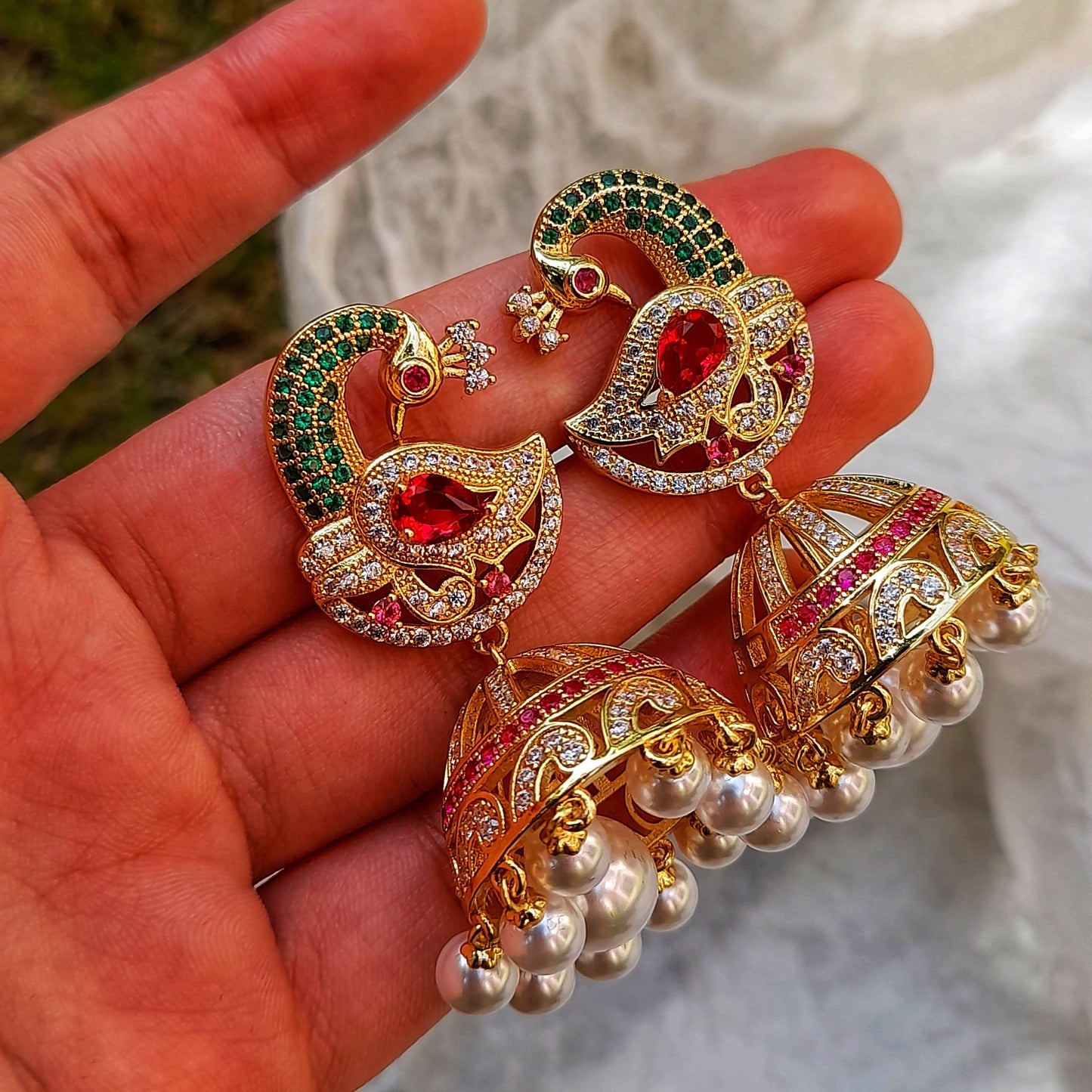 Mor Jhumka Earrings