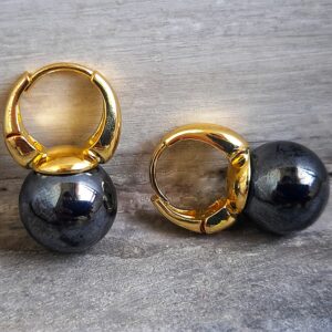 Metallic Grey Pearl Globe Earrings