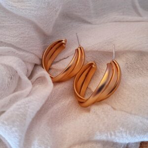 Matte Gold Twist Hoops