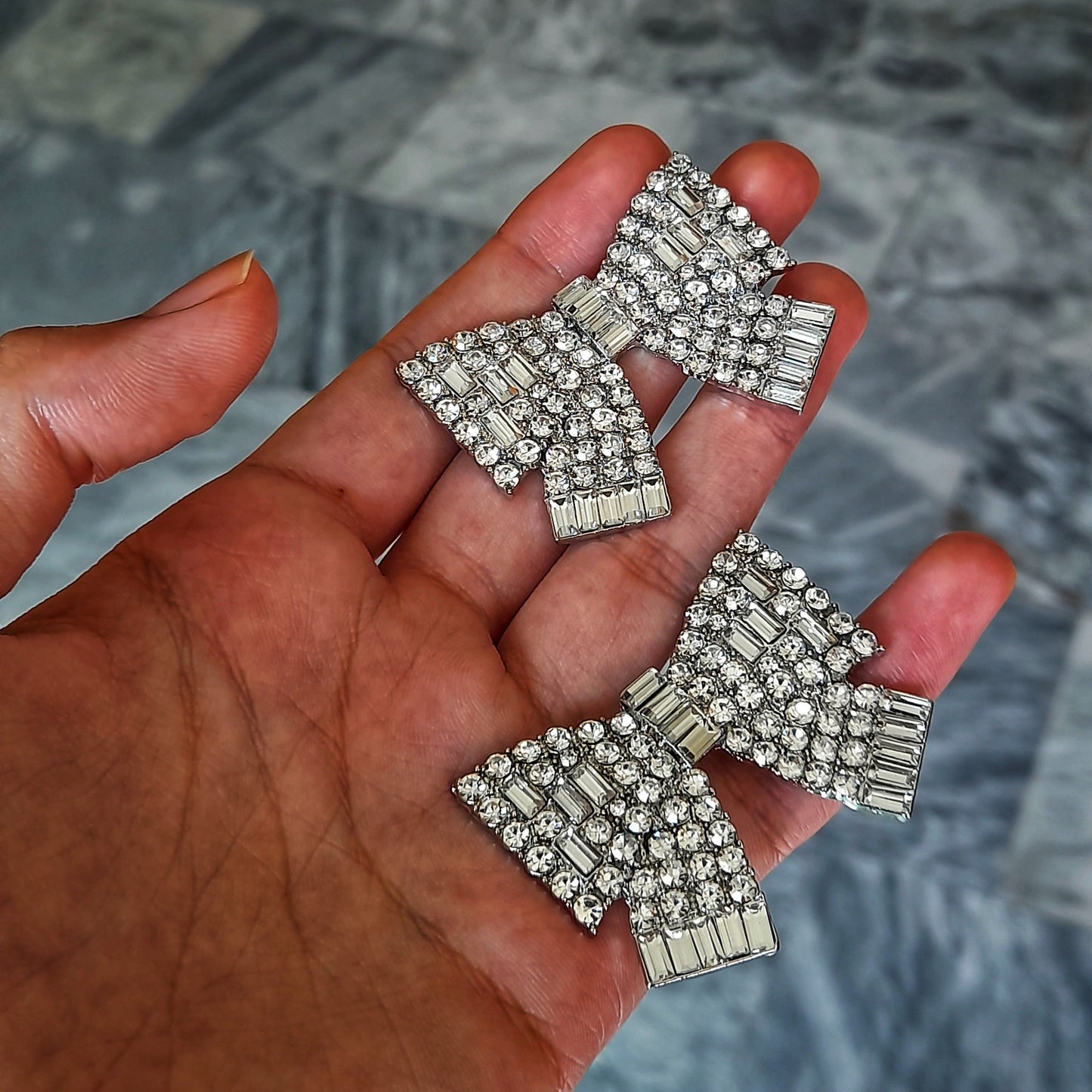 Oversize Zirconium Bow Earrings