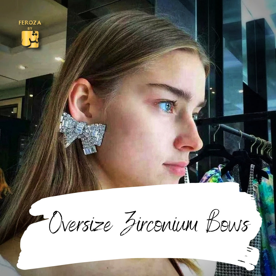 Oversize Zirconium Bow Earrings