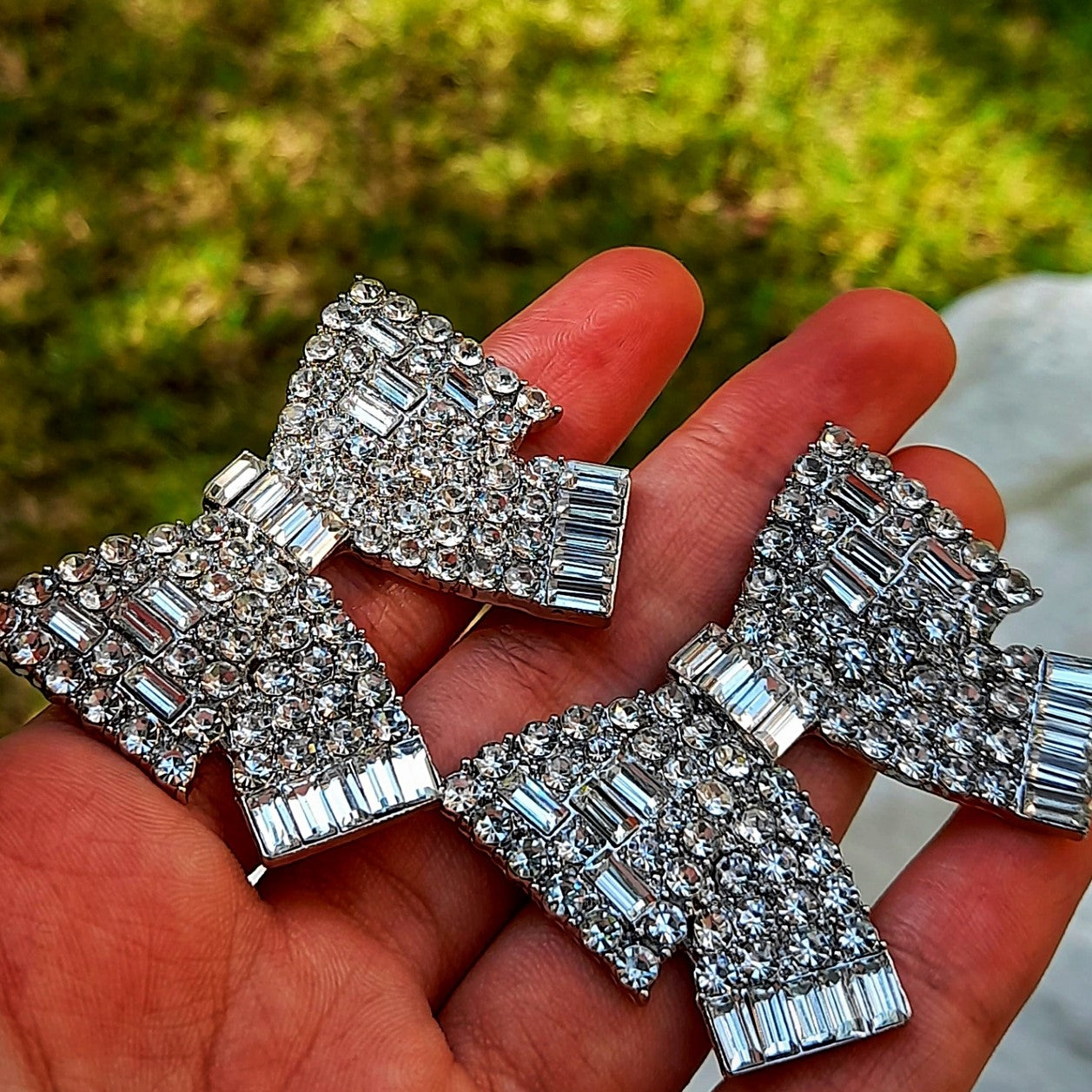 Oversize Zirconium Bow Earrings