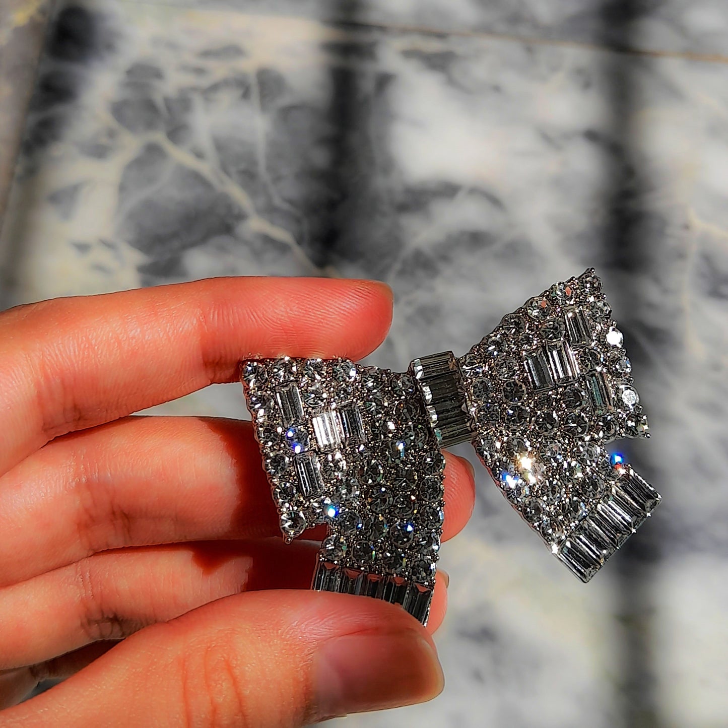 Oversize Zirconium Bow Earrings
