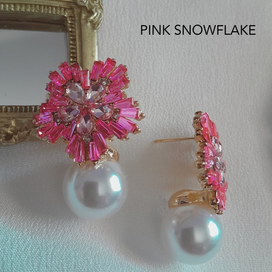 Pink Snowflake Earrings
