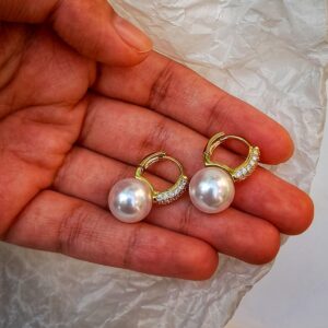 Pearl Zirconium Globe Earrings