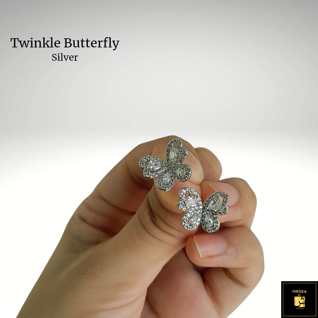 Twinkle Butterfly Earrings - Silver and Multicolor
