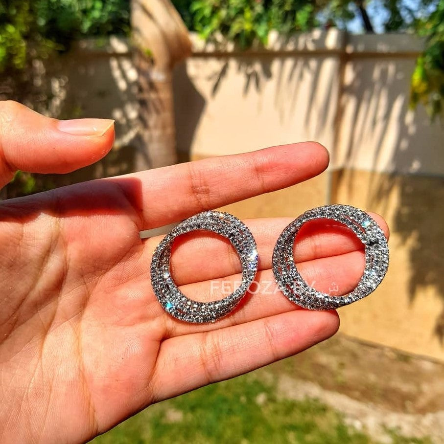 Zirconium Ropes Earrings - Silver