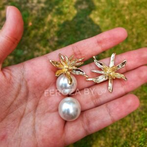 Sunflower Pearl Jacket Earrings