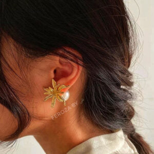 Sunflower Pearl Jacket Earrings