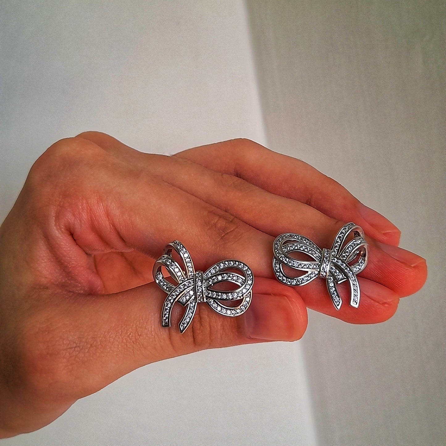 Zirconium Bow Earrings