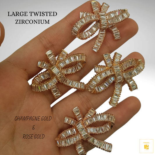 Large Twisted Zirconium Earrings