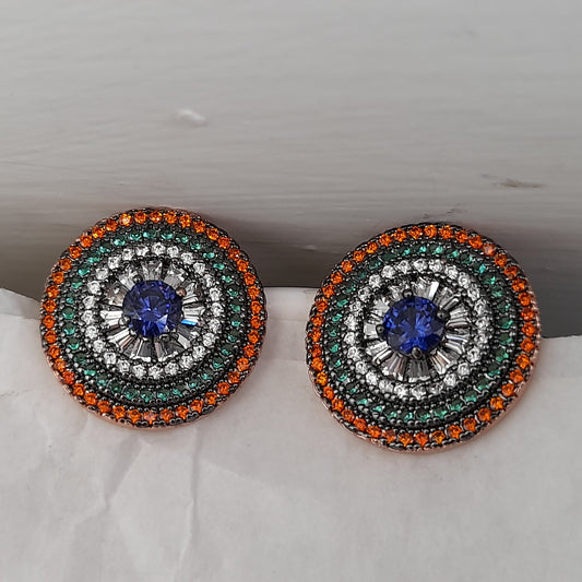 Multicolor Wheel Zircon Earrings