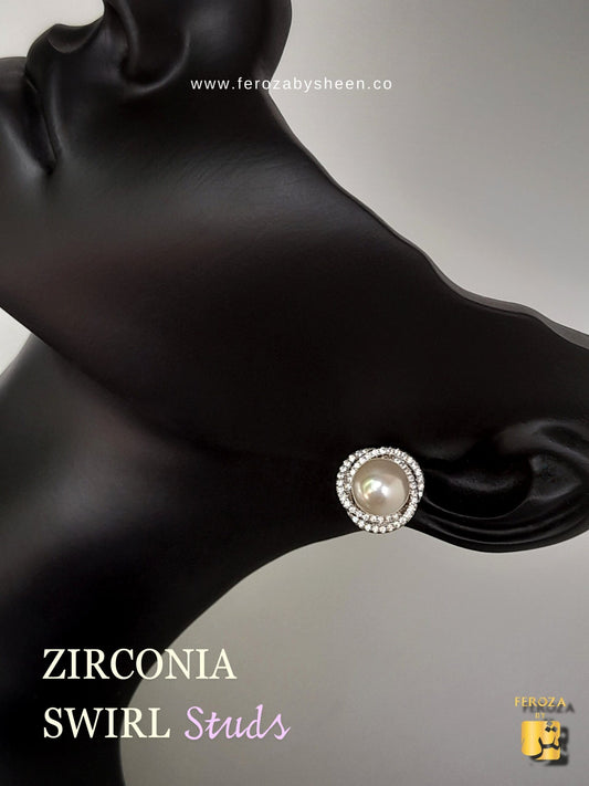 Zirconia Swirl Studs Earrings