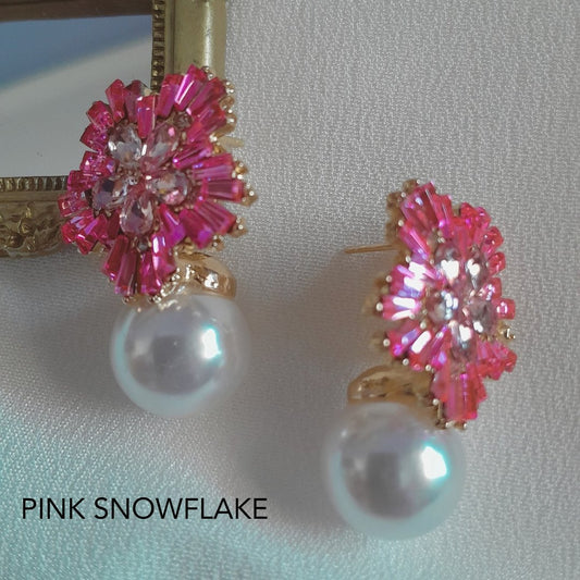 Pink Snowflake Earrings