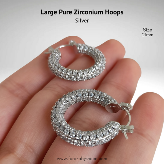 Large Pure Zirconium Hoops - Silver