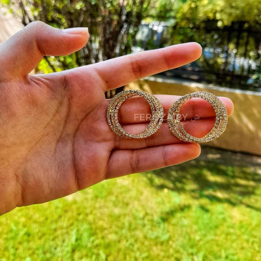 Zirconium Ropes Earrings - Gold